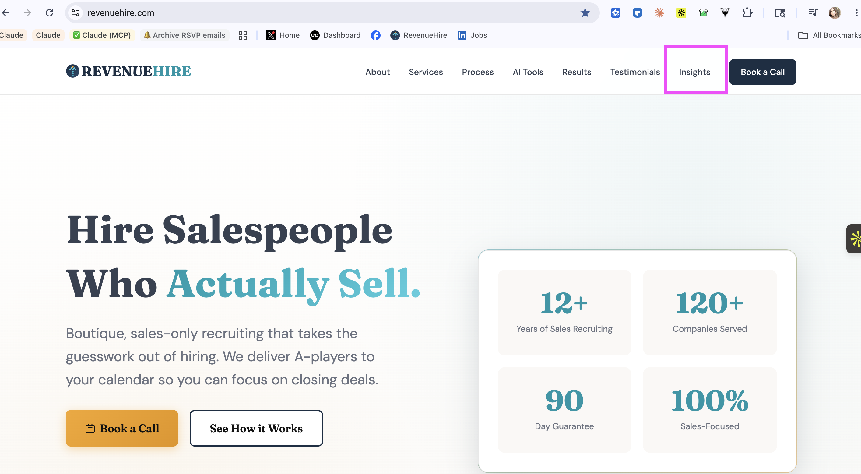 Homepage with the new Insights nav item